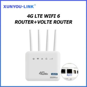 Enrutador WiFi 4G LTE WiFi 6 módem 300Mbps 2,4G con interfaz telefónic