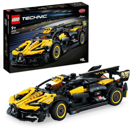 Lego Technic Bugatti Bolide Maqueta de Coche Deportivo Negro y Amarillo para Construir, Vehículo para Carreras de Juguete