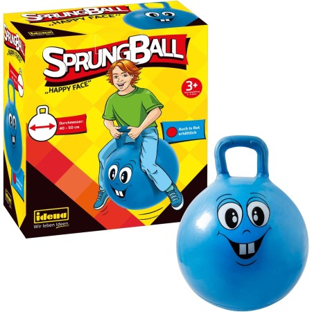 Idena-Happy Face-Pelota de Saltar (45-50 cm), Color Azul, S Berlin 40094