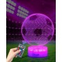 Zawaer Luz nocturna infantil, lampara futbol, 3D LED Lámpara Luz de noche con control remoto,16 cambiar el color LED Touch Luz