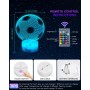 Zawaer Luz nocturna infantil, lampara futbol, 3D LED Lámpara Luz de noche con control remoto,16 cambiar el color LED Touch Luz