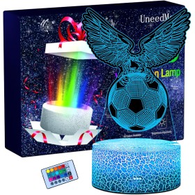 UneedMe Regalo Para Futbol Niños，3D LED Lampara Futbol，Lampara Futbol Niño ，Regalo Niño 6 7 8 9 10+ Años，Cambio De 16