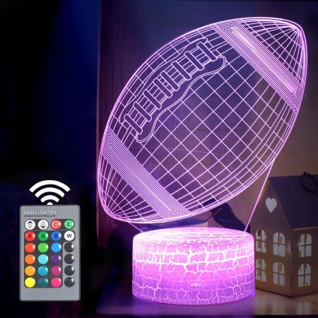 Regalo de Fútbol para niños, Luz de Noche, 3D LED Lámpara Luz de Noche con Control Remoto, 16 Colores Lámpara infantile, Nino