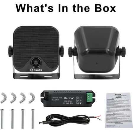 Herdio 4 ''2 uds altavoces Bluetooth marinos resistentes al agua para 