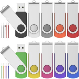 10 Pieces Pen Drives 512MB USB Flash Memory Small Capacity Multicolour Set of 10 USB 2.0 Flash Drive 512 MB Practical USB Stick