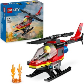 LEGO City Helicóptero de Rescate de Bomberos de Juguete, Set de Construcción con Minifigura de Piloto, Regalo para Niños y Niñas