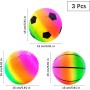 3 Piezas Balón de Fútbol Blandas para Niños, Pelota de Playa Inflable de PVC, Pelota de Arcoíris, Pelota Hinchable, Bola de