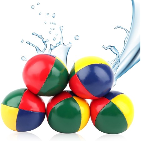 PBUSPU Juego de 5 Pelotas de Malabares, Ø 55 mm Pelotas para Principiantes, 60g, Pelota de Malabares con Relleno Piel Sintética