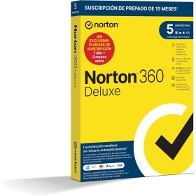 Norton 360 Deluxe 2024 - Antivirus software para 5 Dispositivos y 15 meses de suscripción con renovación automática, Secure VPN