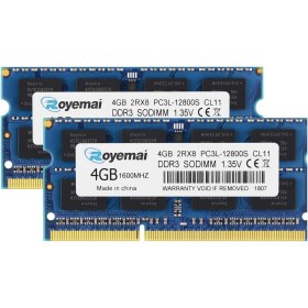 DUOMEIQI 8GB Kit(2x4GB) DDR3L 1600MHz PC3-12800 Unbuffered Non-ECC 1.35V CL11 2Rx8 Dual Rank 204 Pin SODIMM Portatil Memoria