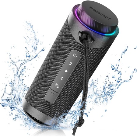 Tronsmart T7 Altavoz Portátil Bluetooth 5.3, Luces Led y Protección Agua IPX7, Graves Potentes con Sonido Stereo 360° de Alta