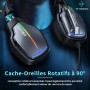 Tatybo Auriculares Gaming para Ps4 Ps5 PC Xboxone Switch, Cascos Gaming Estéreo con 90° Almohadillas Giratorias, Micrófono con