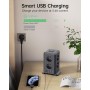 Torre Regletas Enchufes, Regleta USB 8 Tomas de AC y 4 USB Enchufe Multiple,Regleta Enchufes Proteccion Sobretension, 2 M
