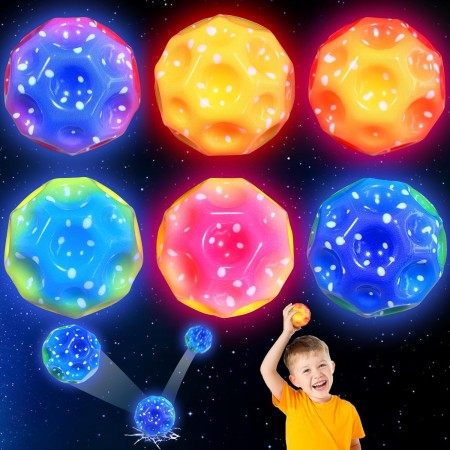 Yeelan Pelota para Saltar con Cuerda, 6 cm, Pelota antiestrés, Pelota Lunar, Pelota de Goma, Pelota para Saltar, para niños,