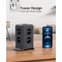 Torre Regletas Enchufes, Regleta USB 8 Tomas de AC y 4 USB Enchufe Multiple,Regleta Enchufes Proteccion Sobretension, 2 M