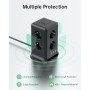 Torre Regletas Enchufes, Regleta USB 8 Tomas de AC y 4 USB Enchufe Multiple,Regleta Enchufes Proteccion Sobretension, 2 M