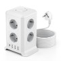 Torre Regletas Enchufes, Regleta USB 8 Tomas de AC y 4 USB Enchufe Multiple,Regleta Enchufes Proteccion Sobretension, 2 M