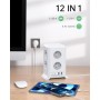 Torre Regletas Enchufes, Regleta USB 8 Tomas de AC y 4 USB Enchufe Multiple,Regleta Enchufes Proteccion Sobretension, 2 M