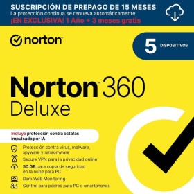 Norton 360 Deluxe 2025 |Antivirus 5 Dispositivos|15 meses con renovación automática| Descarga digital