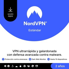 NordVPN Estándar, 10 Dispositivos, 2 Años, VPN y Ciberseguridad, Código Digital