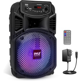 Pyle Sistema de Altavoces, PA, 300W, Bluetooth, portatil, Recargable, Exteriores, subwoofer de 8”, Tweeter de 1”, función de