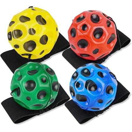Meleager Juguetes para Adultos para niños, Pelotas de Muñeca Deportivas, Pelotas Munequera con Cuerda Elástica, 4 Piezas Bola de