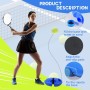 Funmo Juego de entrenador de tenis, tabla de base con 2 pelotas de rebote, banda de goma, pelota de entrenamiento, herramienta