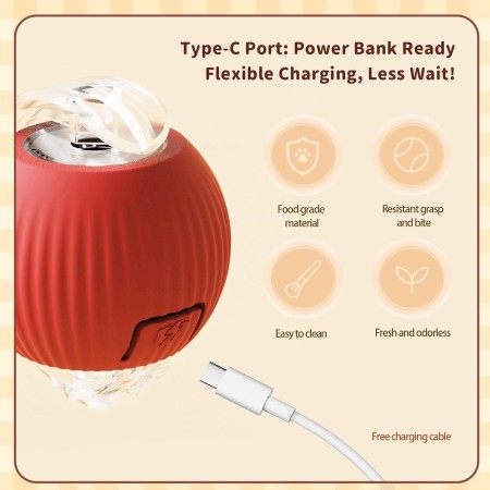 HOIDOKLY Pelota interactiva para gatos, 2025, juguete para mascotas, juguete para perros con carga USB, tres modos de trabajo,