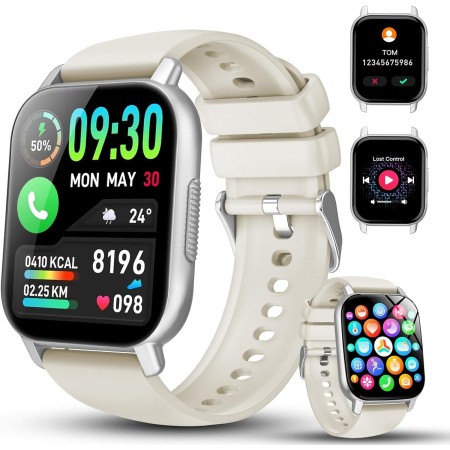 Reloj Inteligente Hombre Mujer, 1.85" Smartwatch con Llamadas y Diales Bluetooth, 112+ Modos Deportivos Reloj Monitor de Sueño,