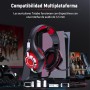 Tatybo Cascos Gaming, Auriculares Gaming con Graves Envolventes 3D, Micrófono Reducción De Ruido Y Almohadillas De Proteína,