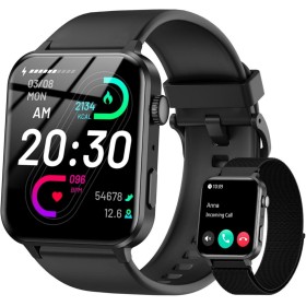 IOWODO Reloj Inteligente Hombre y Mujer, Smartwatch con 2 Correas, 1.85" Reloj Deporte con Función Llamadas y WhatsApp Mensajes