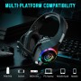 Tatybo Cascos Gaming, Auriculares Gaming con Graves Envolventes 3D, Micrófono Reducción De Ruido Y Almohadillas De Proteína,