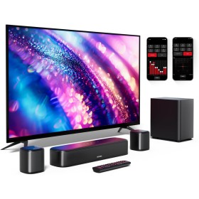 ULTIMEA 5.1ch Barra de Sonido TV, Soundbar y 2 Altavoces Surround, Control por Aplicación, Barra Sonido TV con Subwoofer, Barra