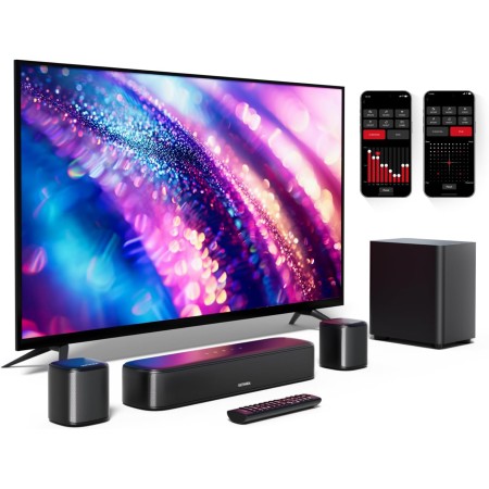 ULTIMEA 5.1ch Barra de Sonido TV, Soundbar y 2 Altavoces Surround, Control por Aplicación, Barra Sonido TV con Subwoofer, Barra