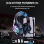 Tatybo Cascos Gaming, Auriculares Gaming con Graves Envolventes 3D, Micrófono Reducción De Ruido Y Almohadillas De Proteína,