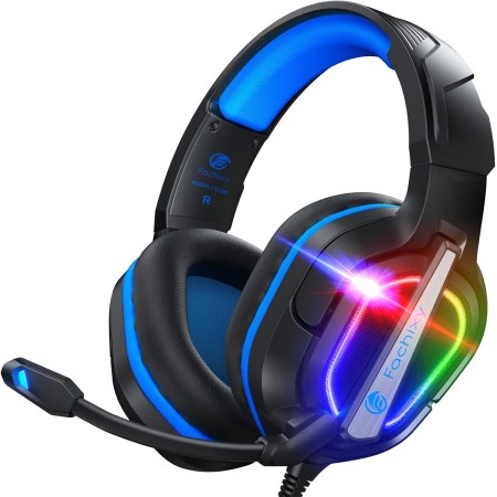 Fachixy FC200 Cascos Gaming para PS5, PS4, PC, Xbox One, Switch, Auriculares Gaming Cancelación de Ruido, Cascos con Microfono