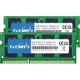 TECMIYO 16GB Kit RAM (2X8GB) de Memoria DDR3 1333MHz PC3-10600S SODIMM 204 Pin 1.5V Non-ECC RAM Memory Module