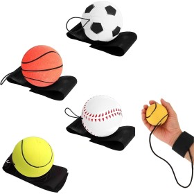 SHSHbuy Pelota de Retorno de Muñeca,4 Piezas Pelotas Elásticas para la Muñeca Pelotas,Pelota De Goma con Correa para La Muñeca