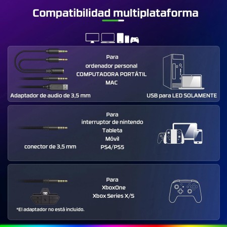 Fachixy FC200 Cascos Gaming para PS5, PS4, PC, Xbox One, Switch, Auriculares Gaming Cancelación de Ruido, Cascos con Microfono