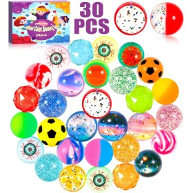 ENCOUN 30PCS Pelotas Saltarinas, 32mm Pelotas Saltarinas para Niños, Pelotas de Rebote, Colores Brillantes, Pelotas de Goma,