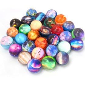 Pllieay 30PCS Galaxy Bouncy Balls, 32mmSpace Bouncy Balls Bulk, Space Party Favors Rubber Balls para niños, Space Toys para