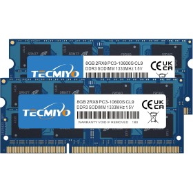 TECMIYO (2 x 8 GB) Kit DDR3 16GB RAM 1333MHz PC3-10600 Unbuffered no ECC 1,5 V CL9 2Rx8 Dual Rank 204 Pin SODIMM ddr3 Memoria