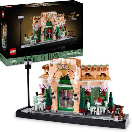 LEGO Icons Cafetería Francesa Maqueta para Construir para Adultos de un Edificio, Decoración para Hogar y Oficina, Fachada