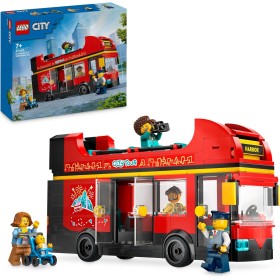 LEGO City Autobús Turístico Rojo de Dos Plantas de Juguete con 5 Minifiguras inc. un Bebé para el Juego de Rol, Regalo de