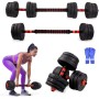 Mobiclinic® Fitness, Mancuernas ajustables, 2 en 1, ExtenFit, Peso de 2-20 kg, Incluye mancuernas y barra de extensión