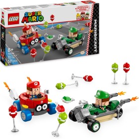 LEGO Super Mario: Mario Kart: Bebé Mario vs. Bebé Luigi Juguete de Construcción y 2 Figuras de Personajes de Videojuego