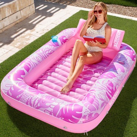 Sloosh Chaise Longue gonflable pour bronzage XL, 85" x 57"/2,1 * 1,4 m Baignoire de bronzage Extra Large pour adultes, Lit