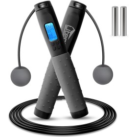 Uten Cuerda para Saltar, con Temporizador y Contador de Calorías, Cuerda para Saltar Inalámbrica, Longitud Ajustable, 3m, Mango