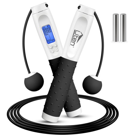 Uten Cuerda para Saltar, con Temporizador y Contador de Calorías, Cuerda para Saltar Inalámbrica, Longitud Ajustable, 3m, Mango