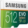 Samsung EVO Select 512 GB microSD 100 MB/s, velocidad Full HD & 4K UHD tarjeta de memoria incluye adaptador SD para smartphone,